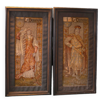 Pair of large format “The Knight and the Lady” tapestry.