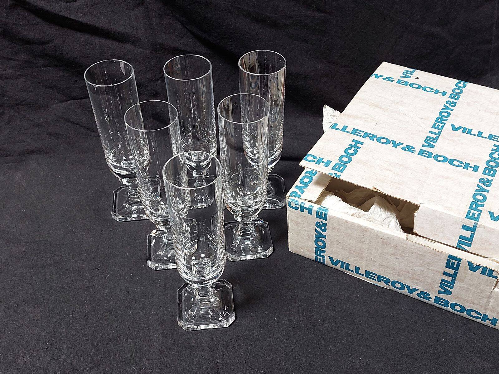 6 crystal champagne flutes from Villeroy and Boch, model Mercury - Height 17.