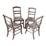 Set of 4 straw chairs in cherry wood