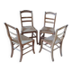 Lot de 4 chaises paillées en merisier