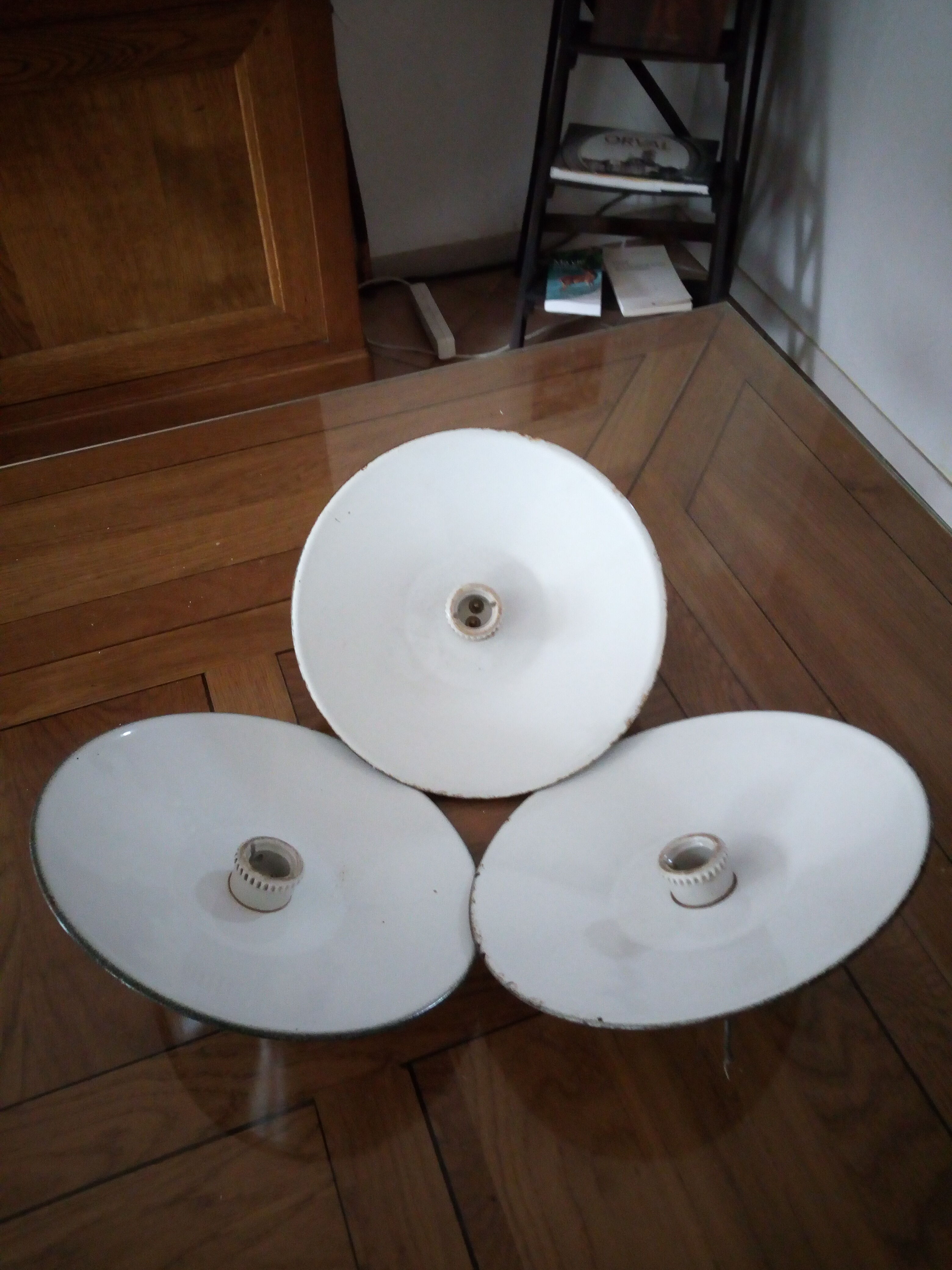 Set of 3 antique hanging lamps