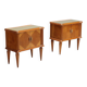 Pair of wooden and glass bedside tables from the 1950s.