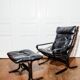 Siesta armchair and black leather ottoman by Ingmar Relling for Westnofa, Norway.