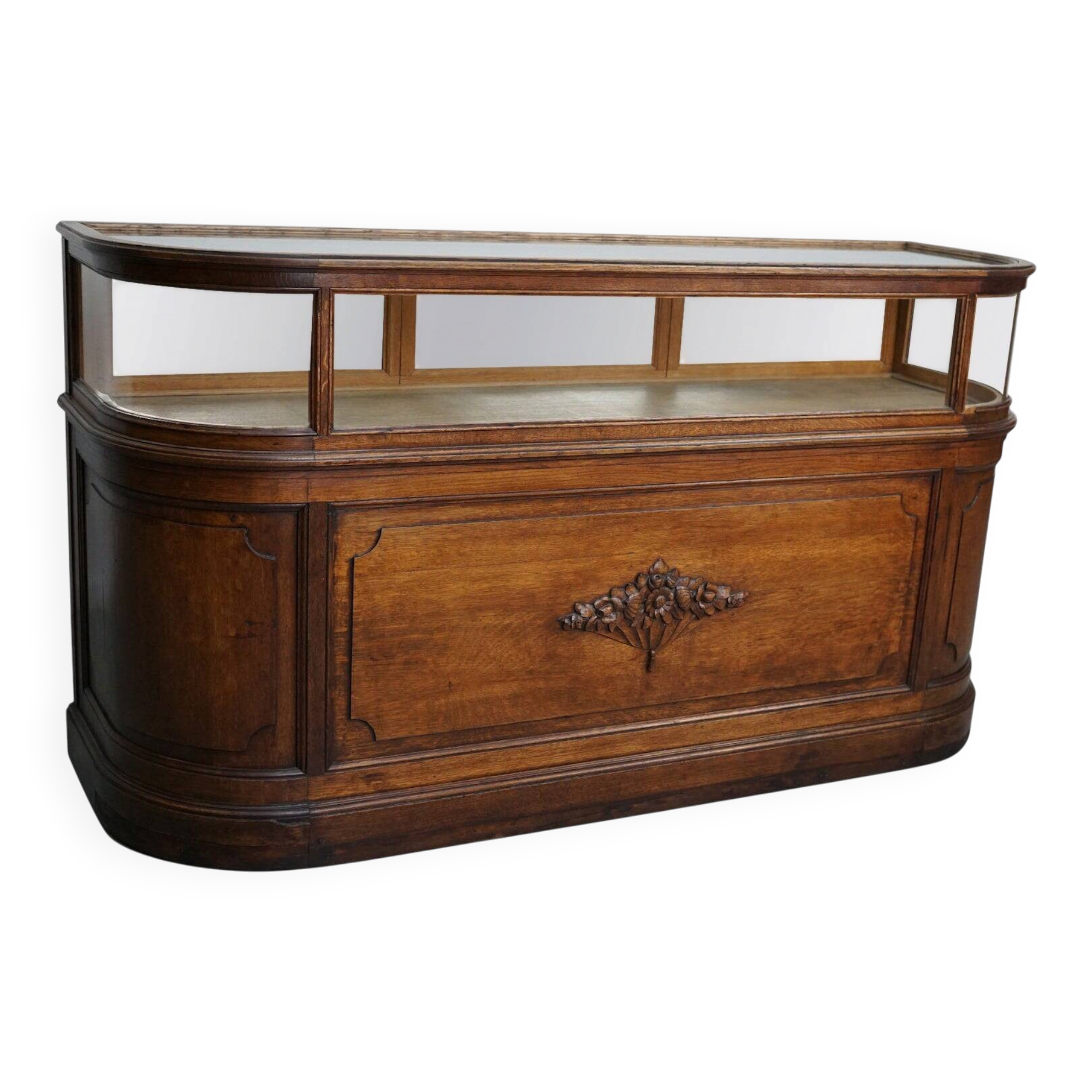 Antique Oak Jewellery Cabinet or Shop Counter, Early 20th Century