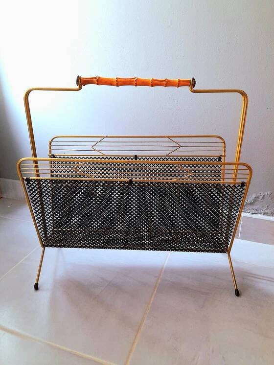 Perforated metal magazine rack, 1950