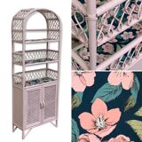 Étagère en rotin rose poudrée
