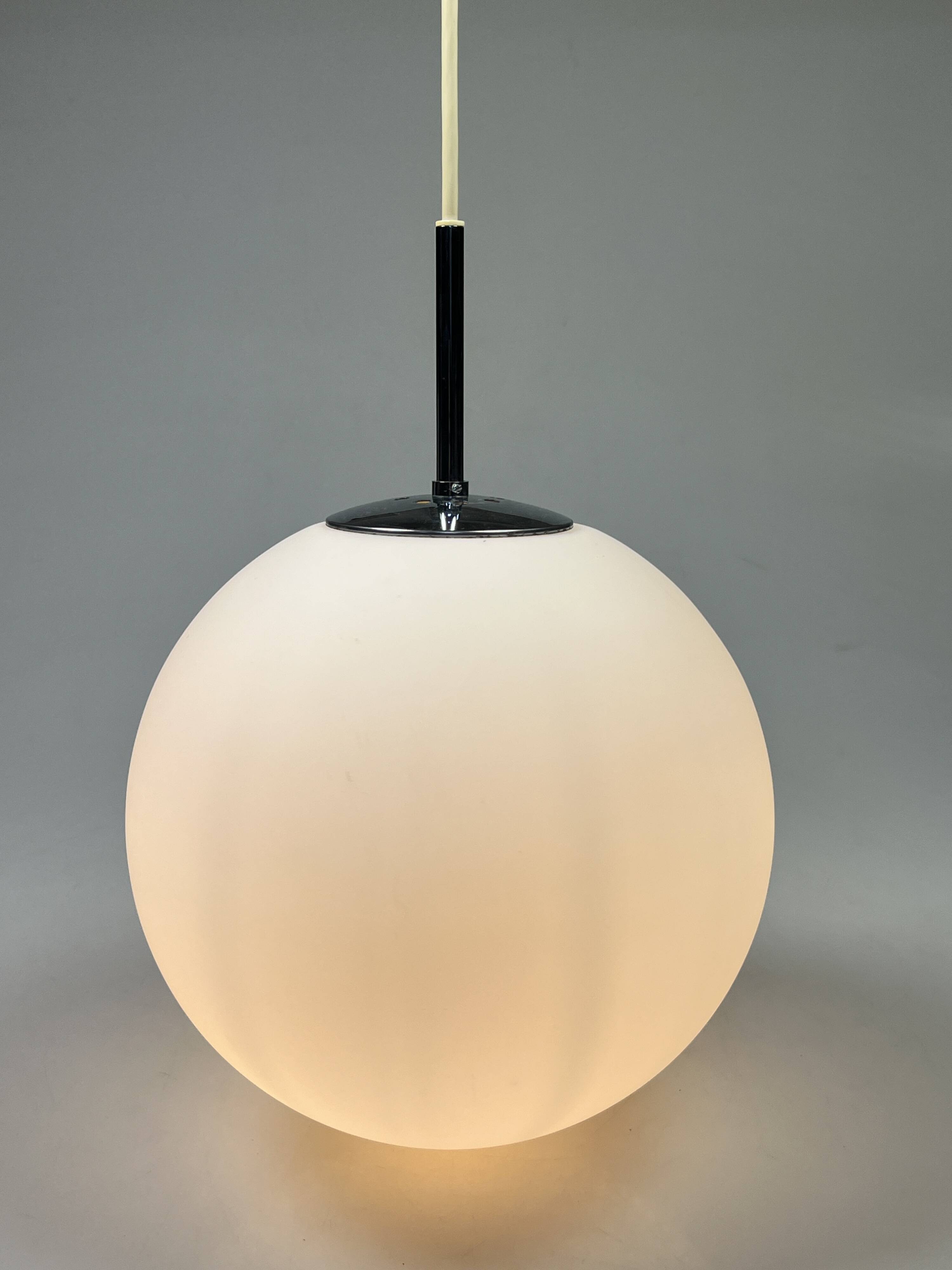 Vintage Glass Globe Lamp / Hanging Lamp, Glashütte Limburg, Germany 1960's