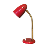 Red vintage bedside lamp in aluminum and brass - 50s