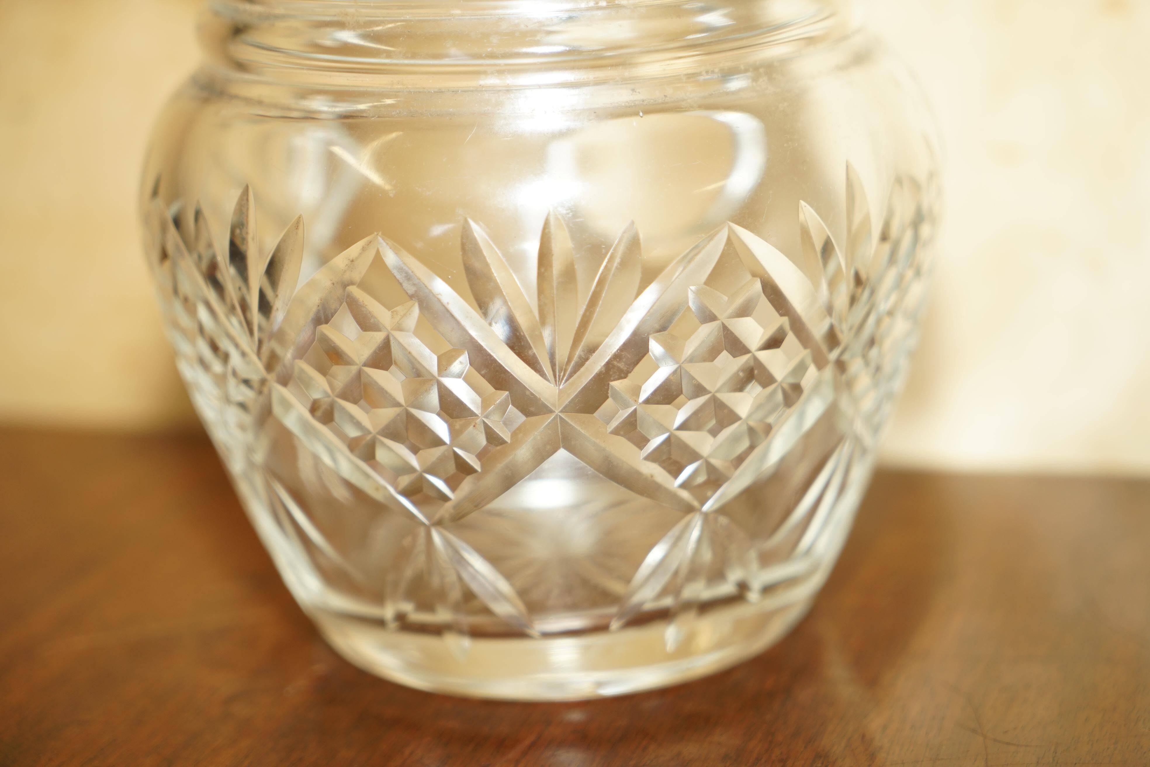 Vintage pair of cut glass Art Deco decanters circa 1930.