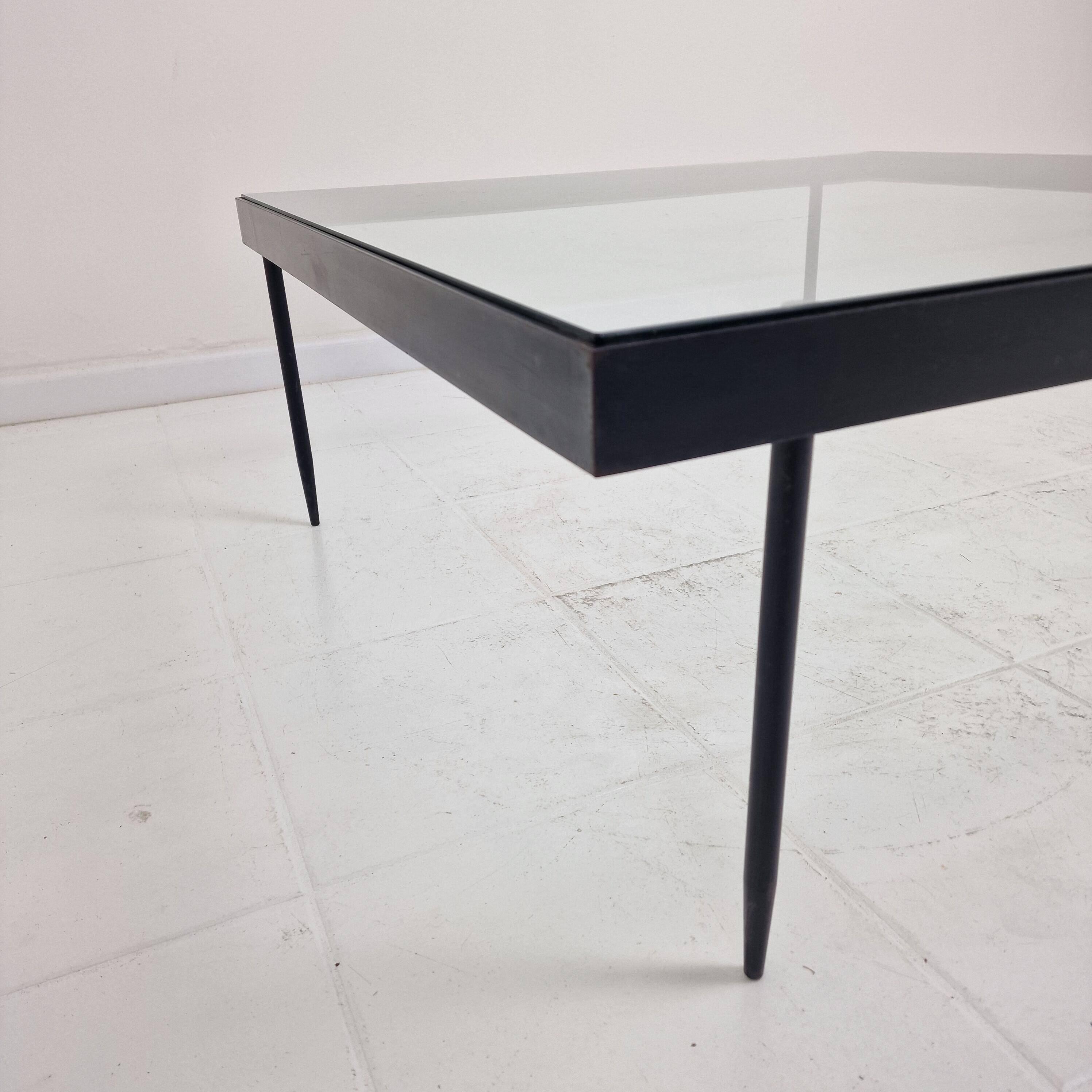 Janni Van Pelt "G4A" Coffee Table in Steel and Glass, Netherlands 1958