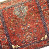 Tapis persan traditionnel noué à la main tapis de salon en laine rouge 134x136cm