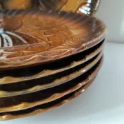 6 antique fish barbotine plates – Saint-Clément