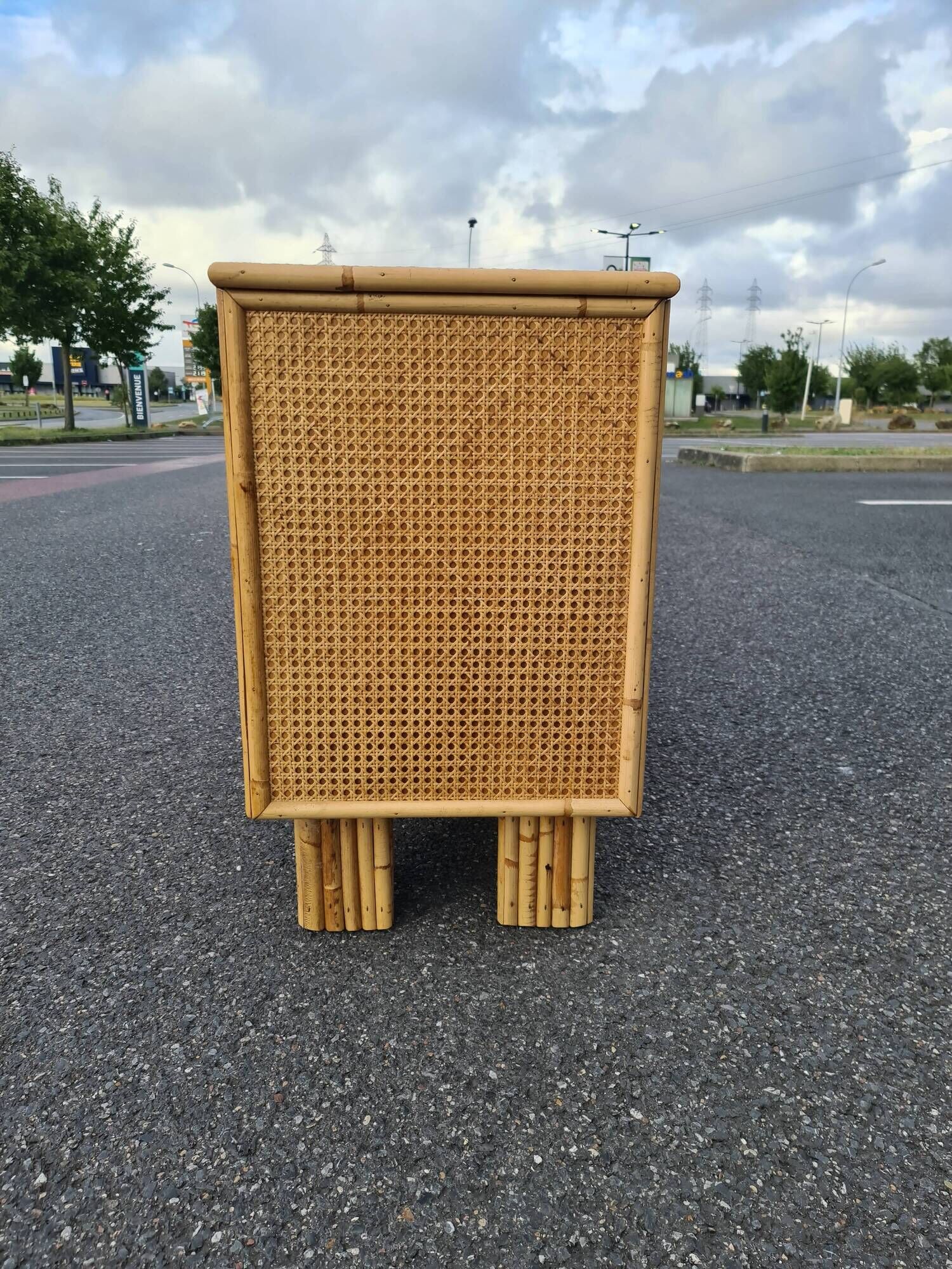 Commode vintage rotin bambou style art déco