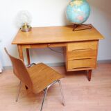 Multiplied wooden chair and chrome feet, vintage 60/70s