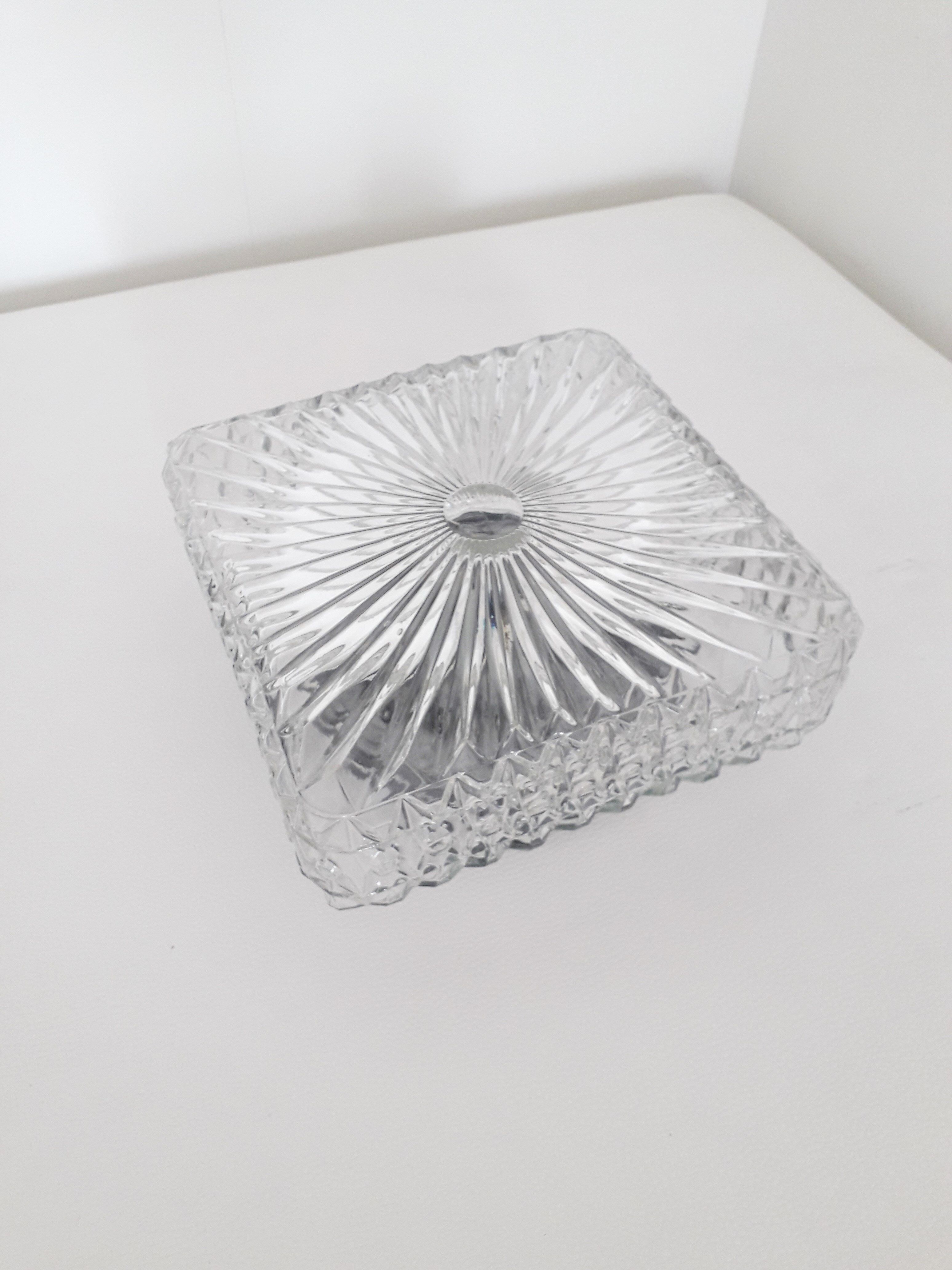 Vintage ceiling lamp / wall lamp - Molded glass - square - 1960