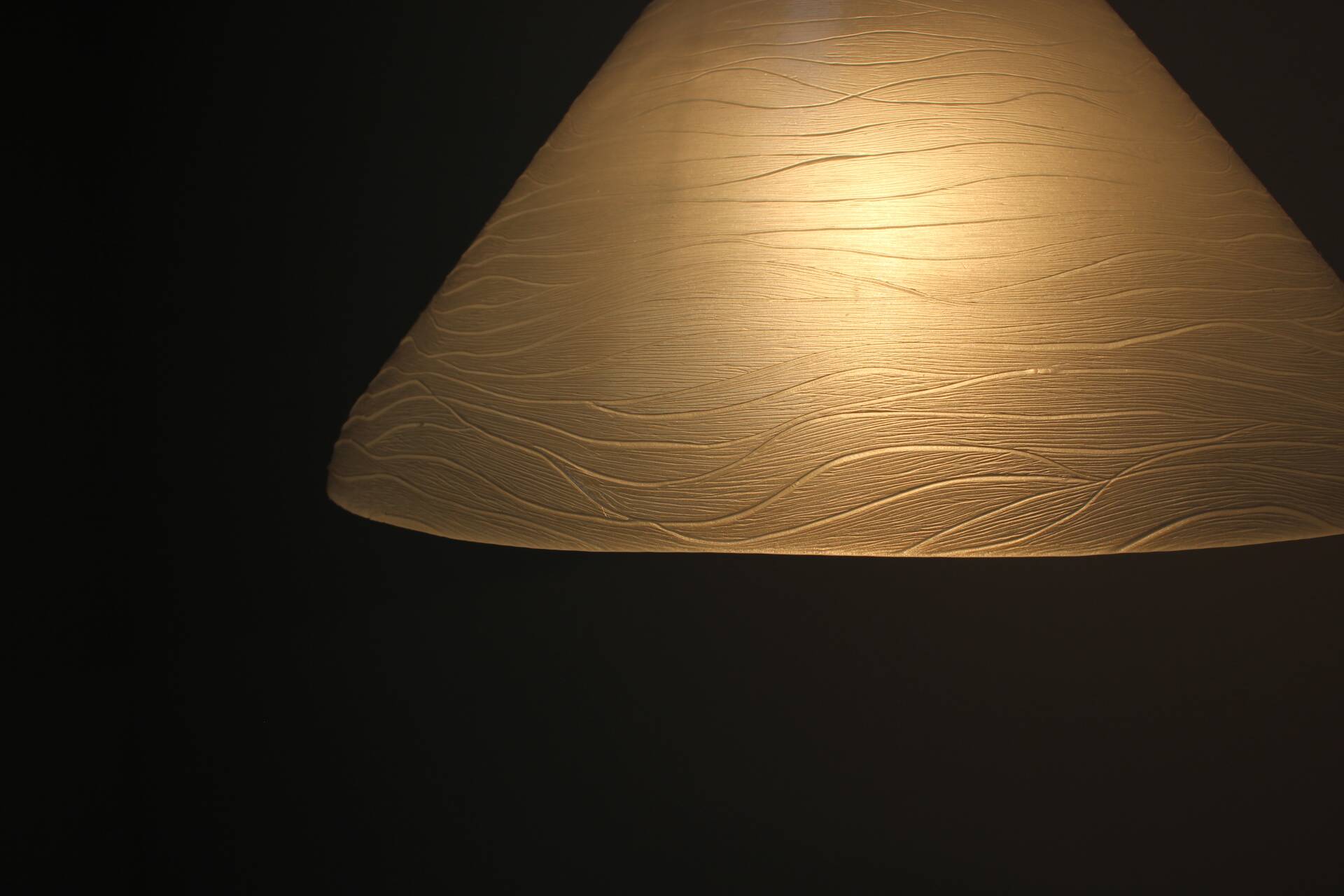 Vintage textured white glass pendant lamp from the 1970s.