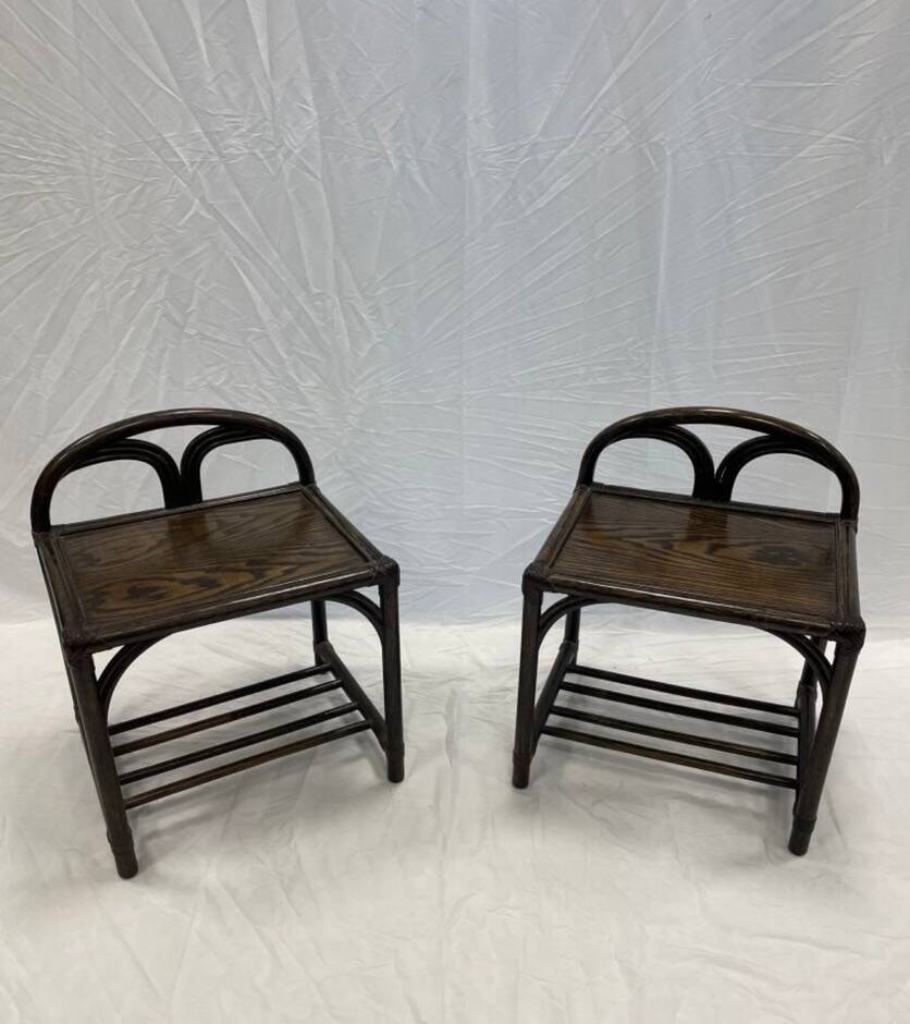 Pair of rattan bedside tables or end tables