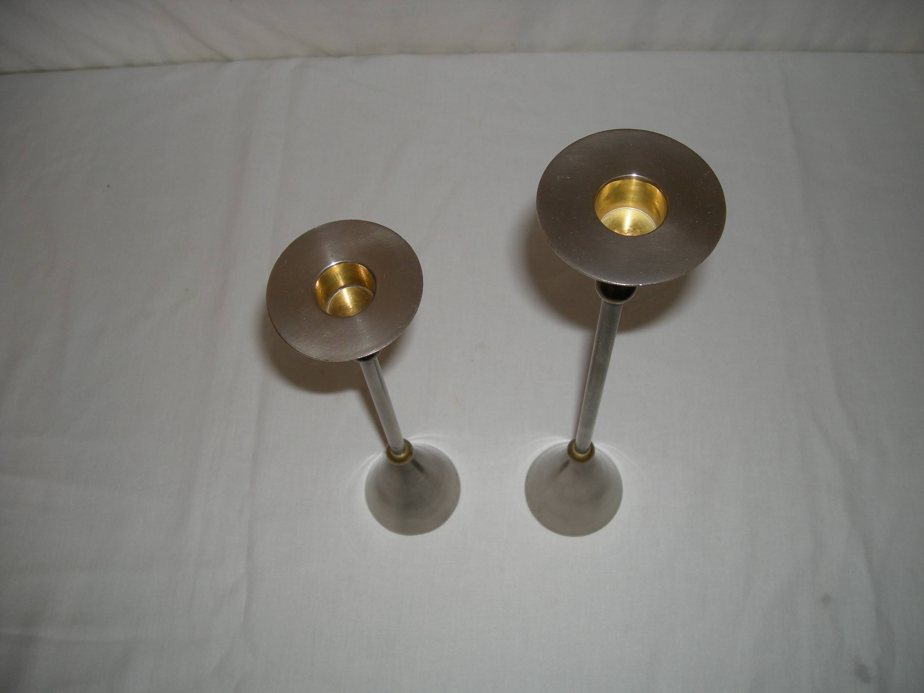 Pair of conical candlesticks