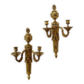 Pair of Mid-19th Century Napoleon III 2-Branch Gilt Bronze Candle Sconces