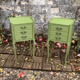 Pair of Louis XV style khaki bedside tables