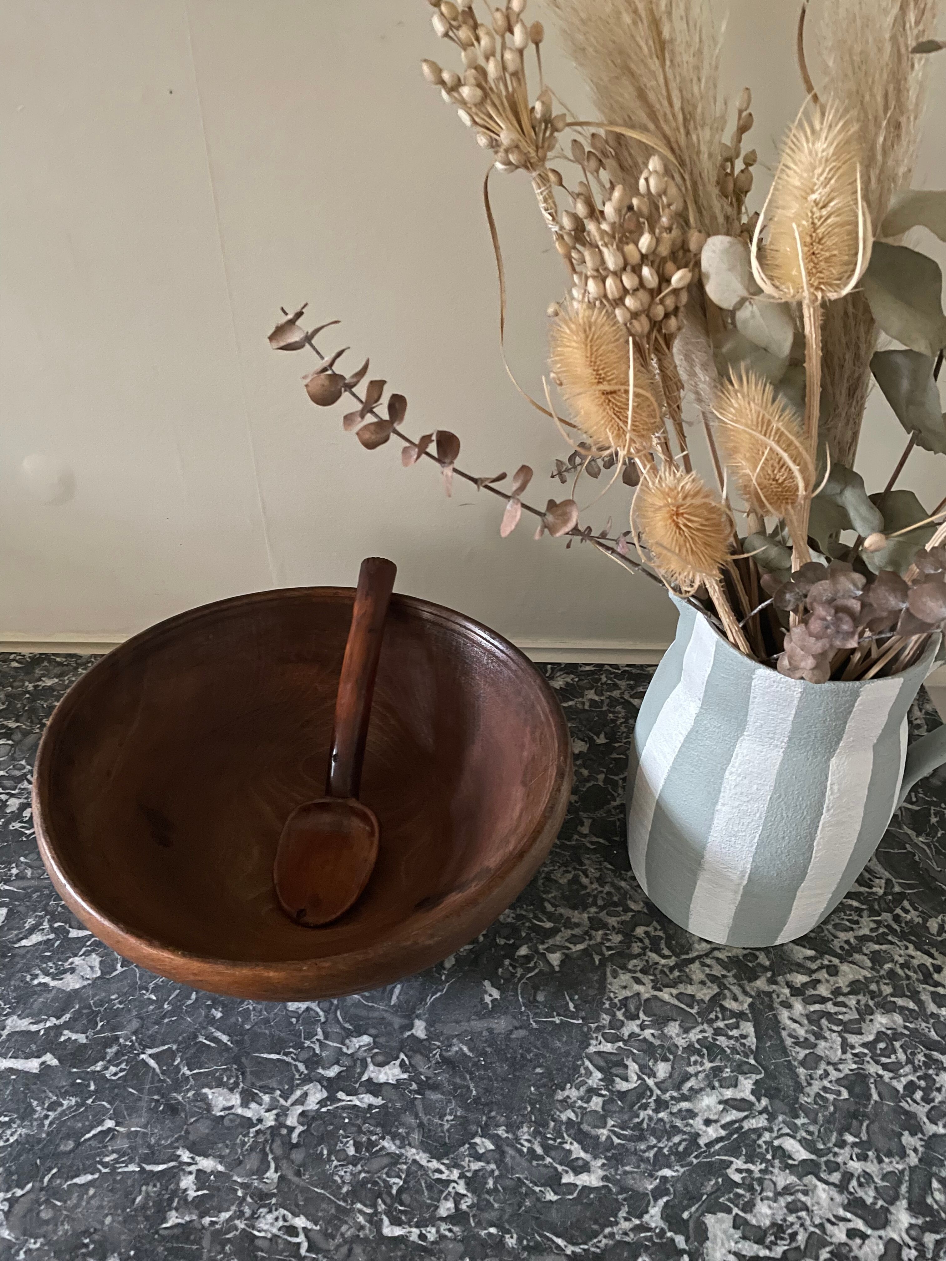 Raw wooden salad bowl