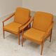 Pair of Czech armchairs in mustard flecked fabric, 1960.