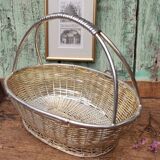 Vintage basket in silver metal