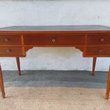 Desk, black leather top