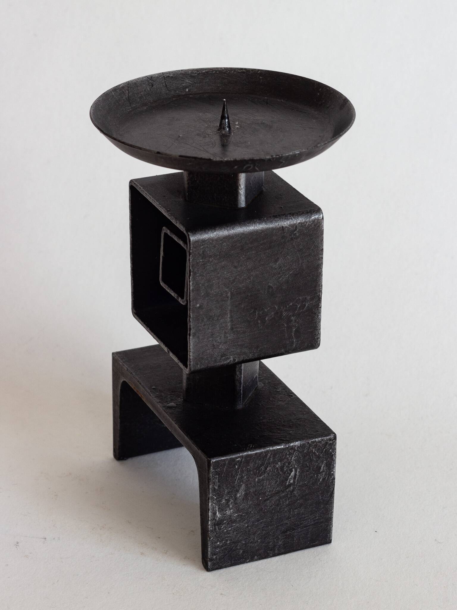 Wrought metal totem candle holder, 1960s