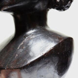 Couple of Malagasy busts in dark exotic wood, carved, craftsmanship from the 1940s to 1970s.