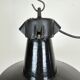 Industrial black enamel factory lamp with cast iron top, 1960s