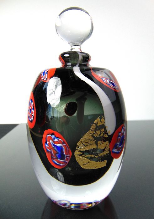 Maxence Parot - Unique Opaline and Gold Color Transparency Bottle - Glass