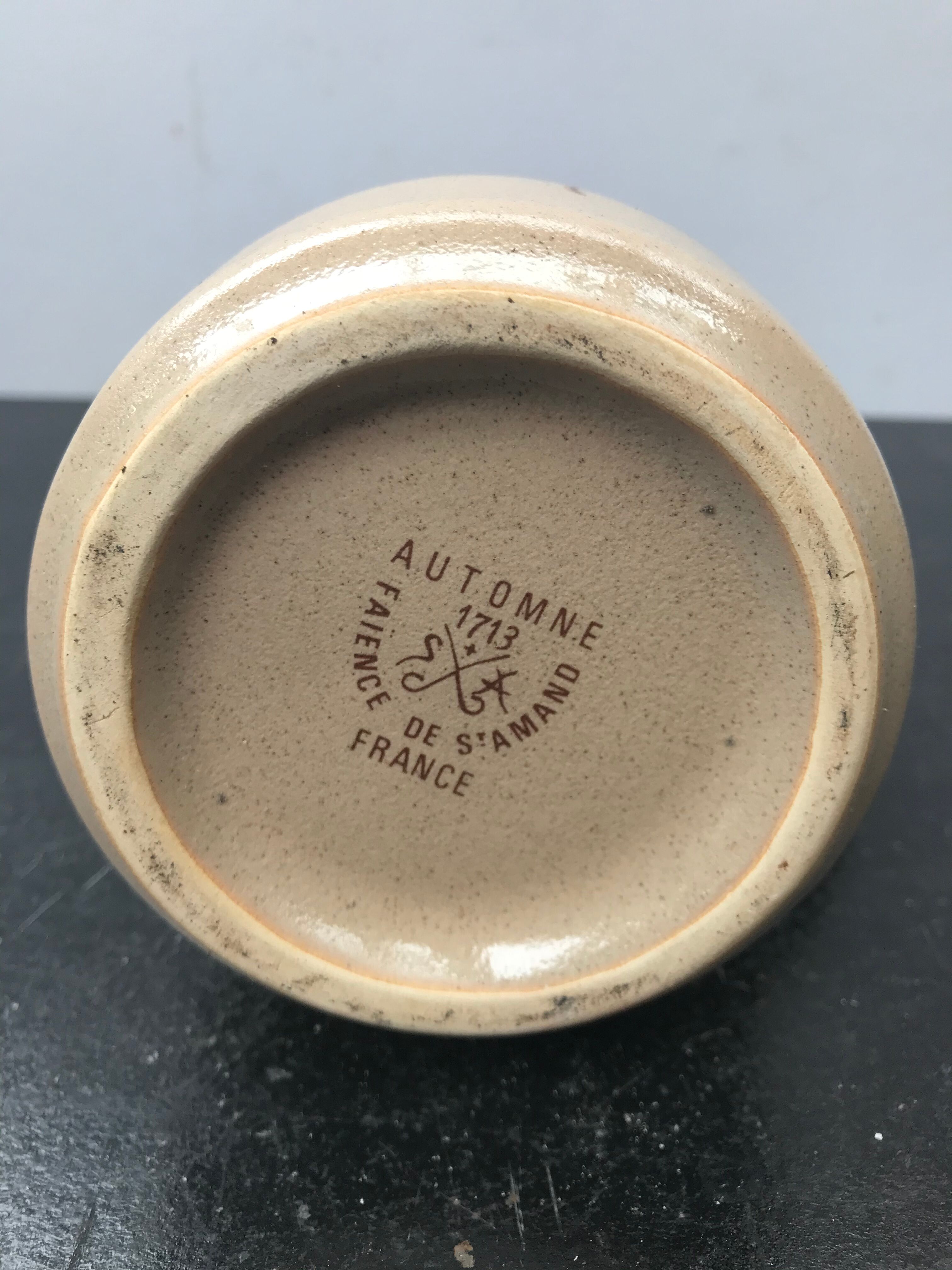 Former pitcher st amand model automne ceramics beige decor vintage flowers