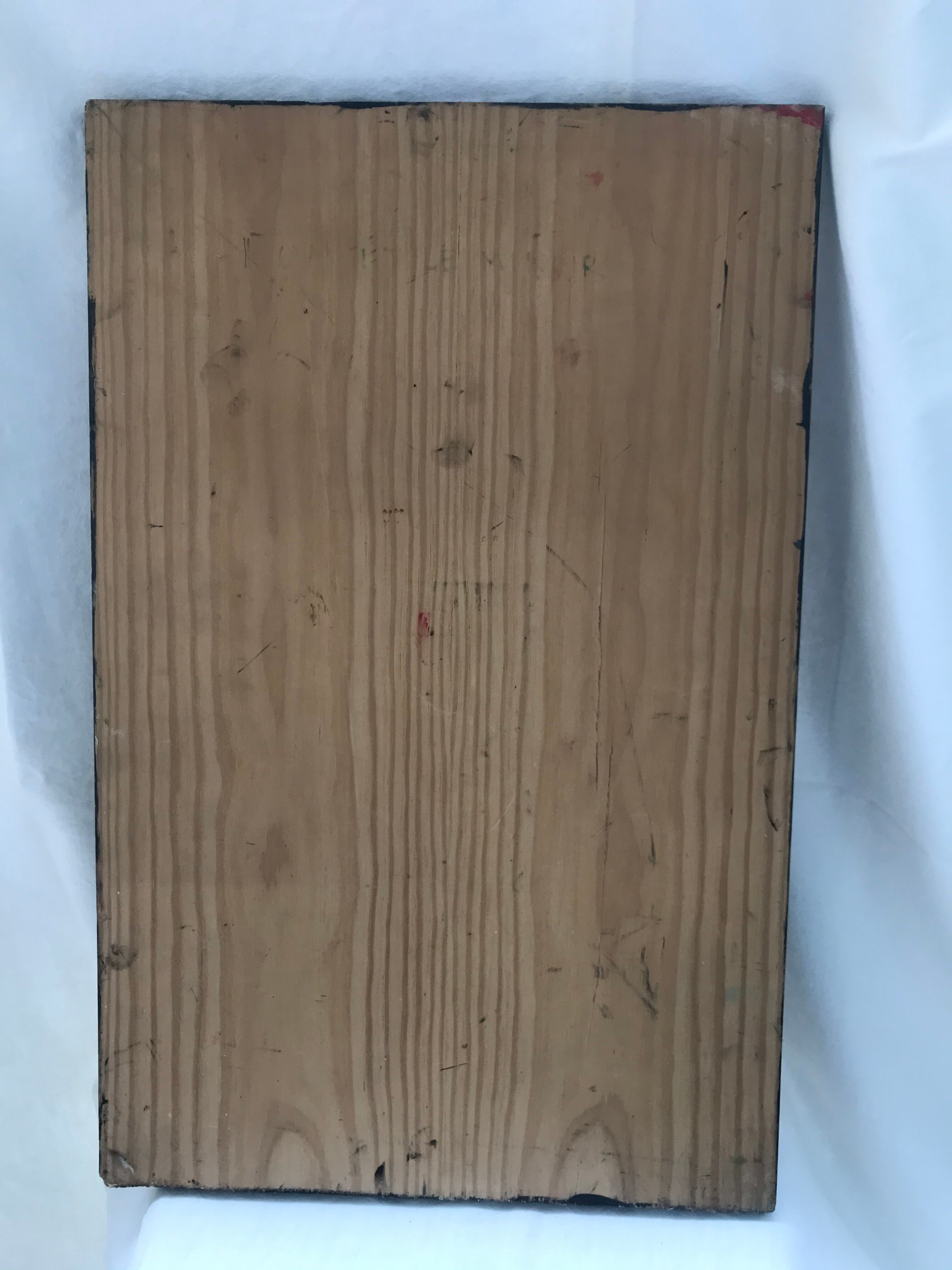 Tableau huile sur bois scène d'intérieur japonais