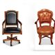 Lot 2 vintage design office chairs – black leather + brown capito leather