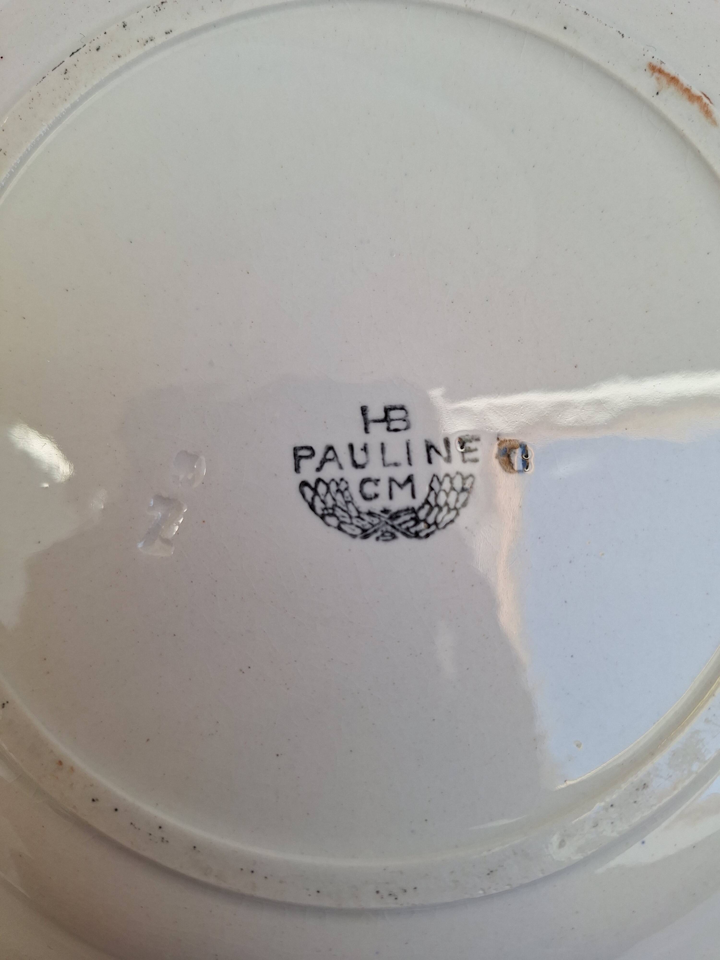 Orange and blue deep plates HBCM and St Amand.