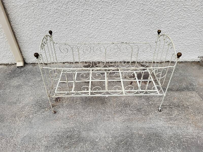 Small 2-tier metal and wooden stand 1960