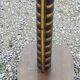 Art deco style pedestal table in beech and gold metal
