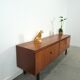 Long dark walnut veneer sideboard, vintage TV cabinet