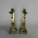 Set of 2 brass Art Nouveau candlesticks, circa 1910