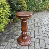Robust Vintage Wooden Plant Stand, Oak Pedestal Table, Mid Century Pillar for Plants, Rustic Farmhouse Decor, Sturdy Home Accent