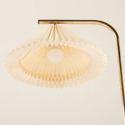 Danish brass floor lamp with Le Klint shade, 1970s