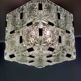 Glass faceted cube chandelier by Jaroslav Bejvl for Kamenicky Senov, year 1968