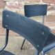4 industrial school chairs tubular steel and mullca type wood