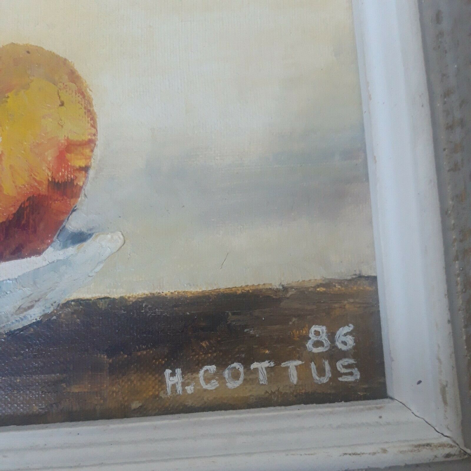 Signed still life with fruit framed painting