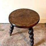 Turned wooden tripod stool