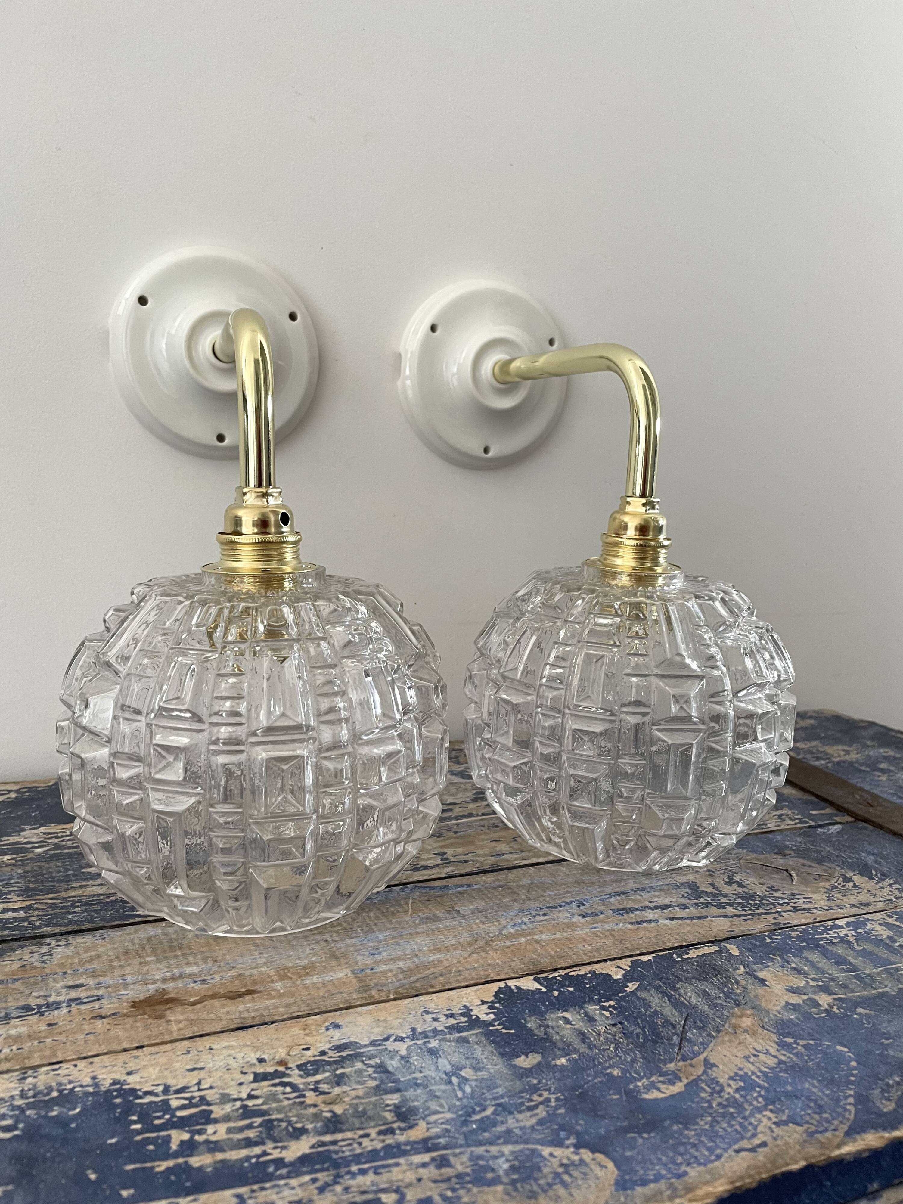 Pair of vintage wall sconces globes
