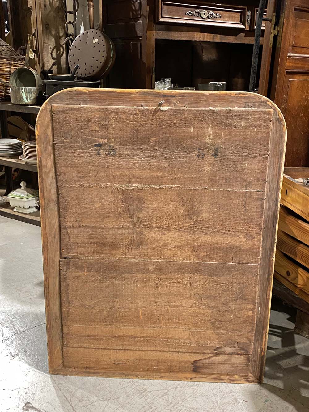 Patinated wooden mirror, 90x68 cm