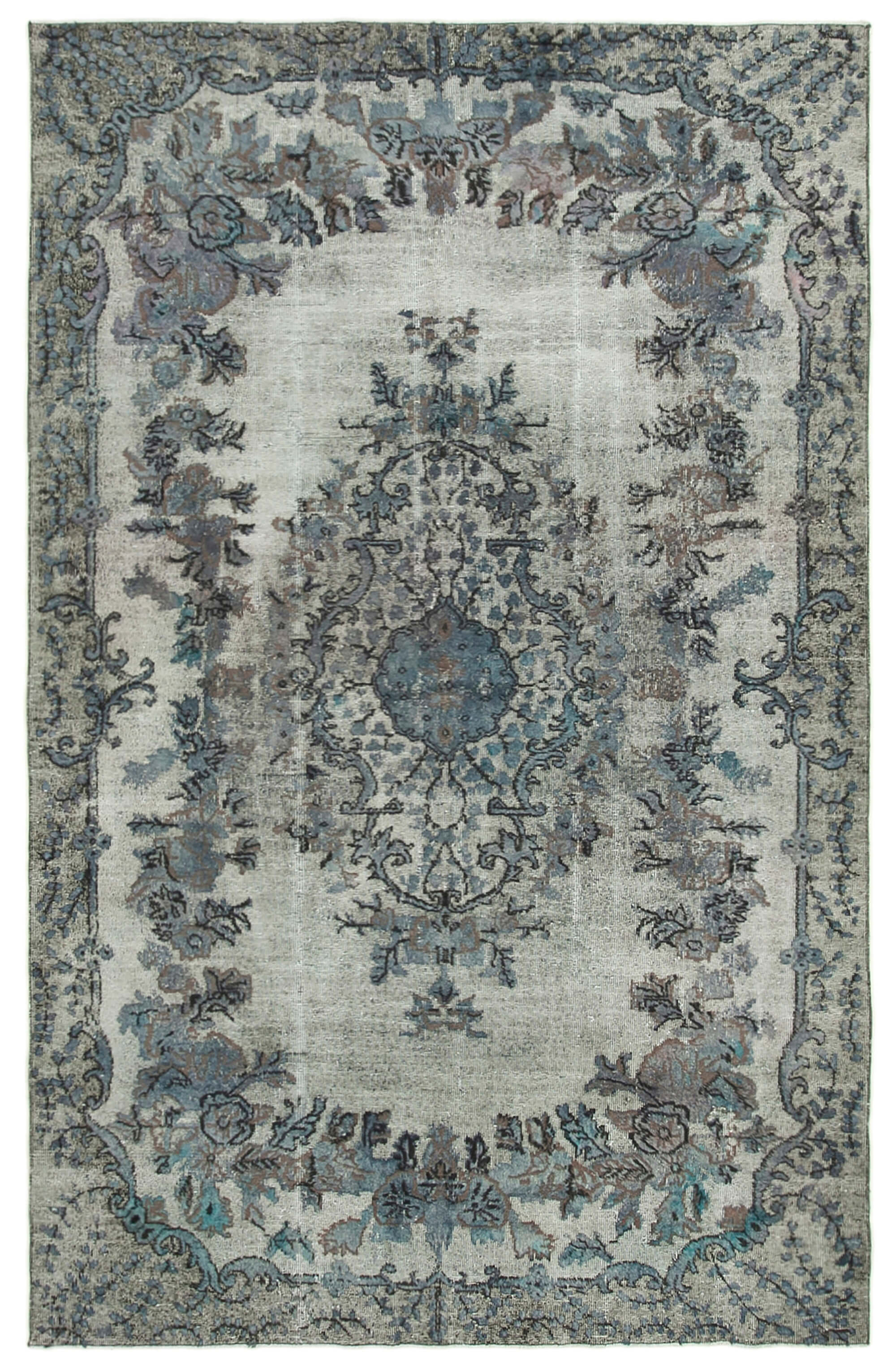 Hand-knotted carved anatolian 1980s 200 cm x 320 cm grey carpet