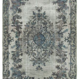 Hand-knotted carved anatolian 1980s 200 cm x 320 cm grey carpet